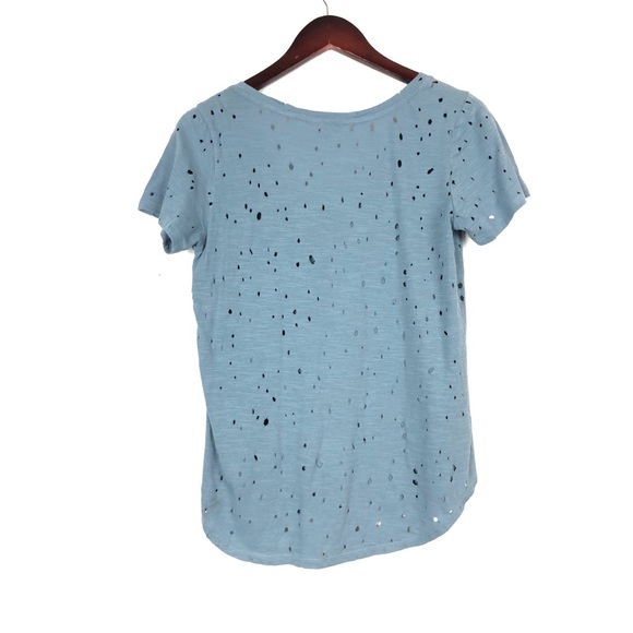 Tresics Distressed Baby Blue Short Sleeve Tee - Picture 2 of 4